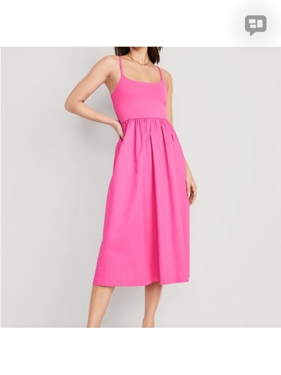 Old Navy Dresses & Skirts - Old Navy Bright Pink fit and Flare Cami Tank Top Midi Dress